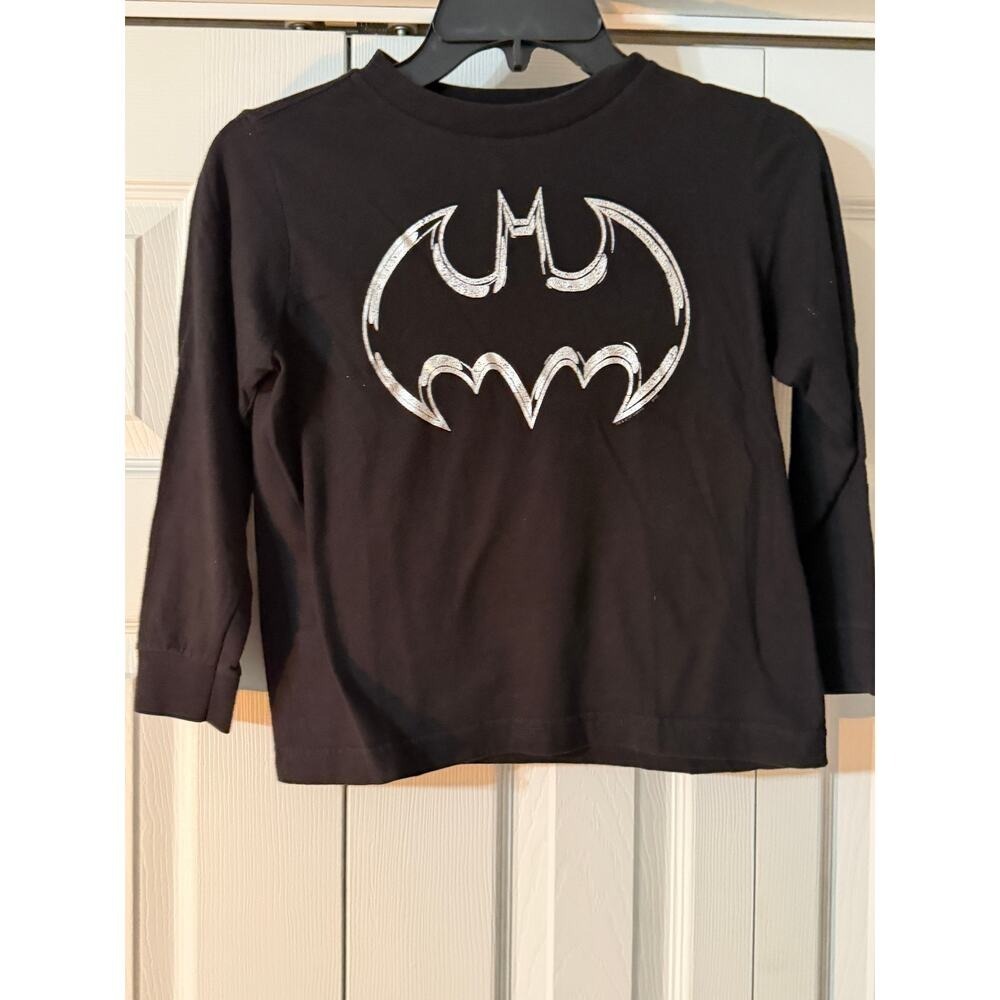 Old Navy Black Boys Size Small with Silver Batman Logo Long Sleeve Shirt